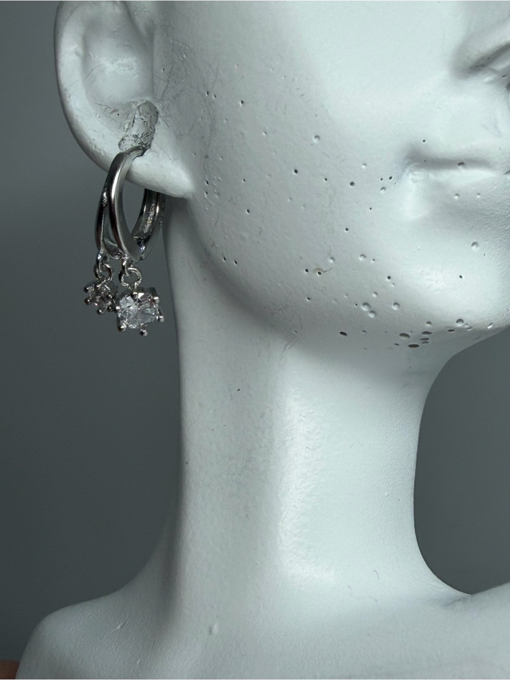 925 Sterling Silver Hoop Earrings with Clear Crystal Charm